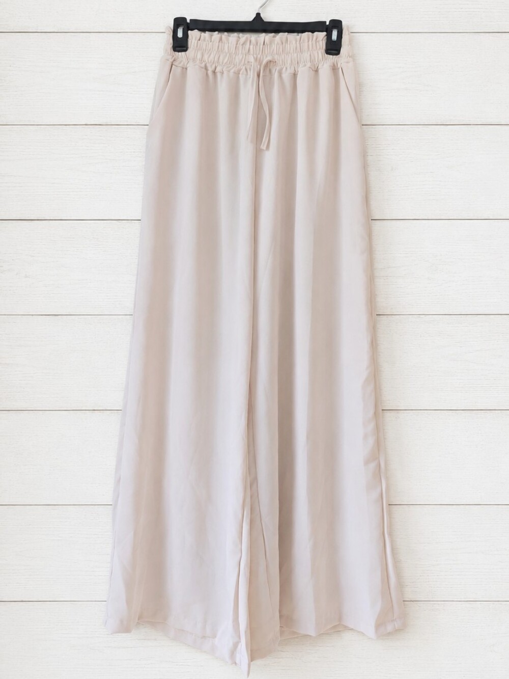 Women's Wide Leg Drawstring Pants — Beige